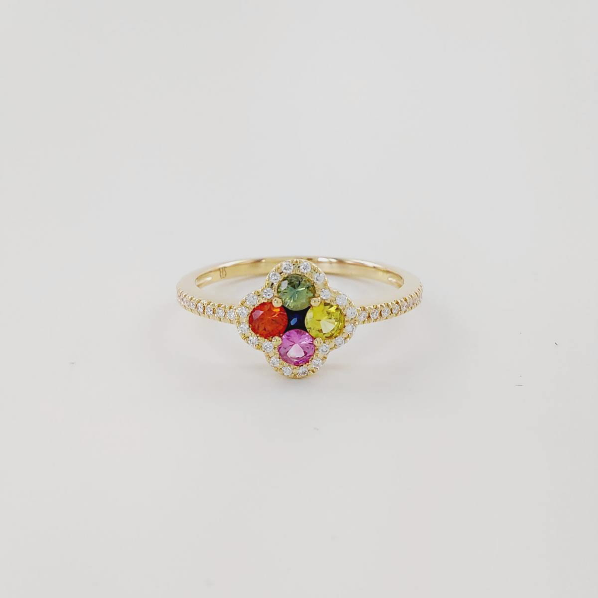 ANILLO ZAFIROS DE COLORES 0,37 CT Y BRILLANTES 0,10 CT