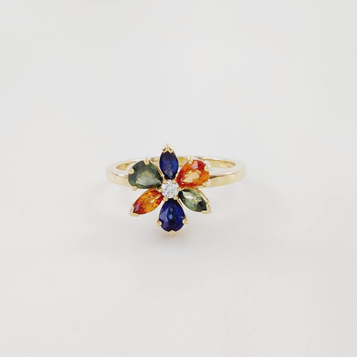 ANILLO ZAFIROS DE COLORES 0,96 CT Y BRILLANTES 0,03 CT